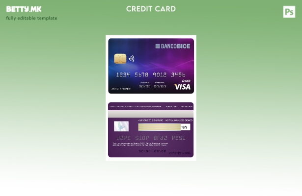 Модерен стил шаблон за виза за банкарска картичка на Чиле BICE